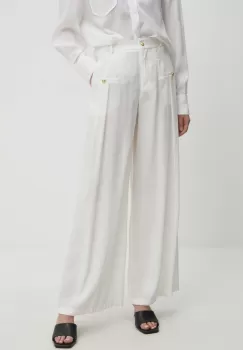 Answear Lab pantaloni femei, culoarea alb, drept, high waist imagine