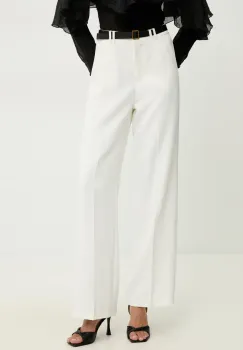 Answear Lab pantaloni femei, culoarea alb, drept, high waist imagine