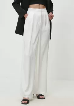 Answear Lab pantaloni femei, culoarea alb, drept, high waist imagine