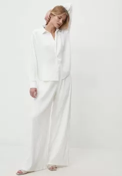 Answear Lab pantaloni femei, culoarea alb, lat, high waist imagine