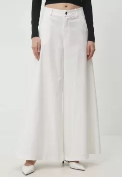 Answear Lab pantaloni femei, culoarea alb, lat, high waist imagine