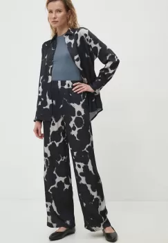 Answear Lab pantaloni femei, culoarea albastru marin, lat, high waist imagine