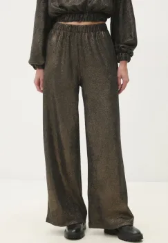 Answear Lab pantaloni femei, culoarea auriu, drept, high waist imagine