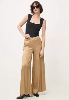 Answear Lab pantaloni femei, culoarea auriu, lat, high waist imagine