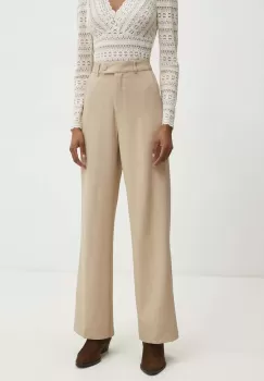 Answear Lab pantaloni femei, culoarea bej, drept, high waist imagine