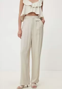 Answear Lab pantaloni femei, culoarea bej, drept, high waist imagine