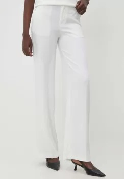 Answear Lab pantaloni femei, culoarea bej, drept, high waist imagine