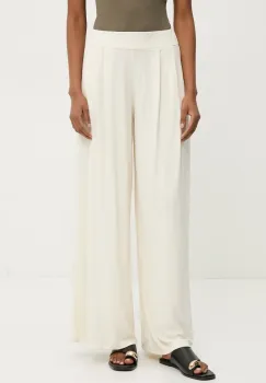 Answear Lab pantaloni femei, culoarea bej, drept, high waist imagine