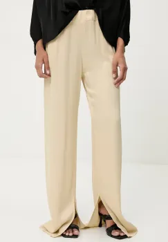 Answear Lab pantaloni femei, culoarea bej, drept, high waist imagine