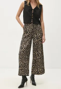 Answear Lab pantaloni femei, culoarea bej, drept, high waist imagine
