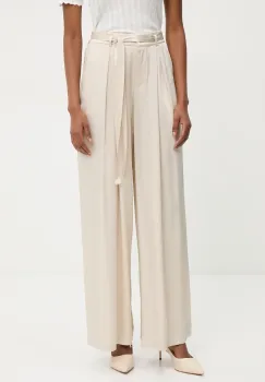 Answear Lab pantaloni femei, culoarea bej, drept, high waist imagine