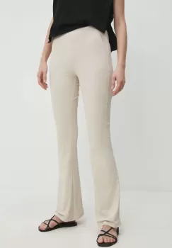 Answear Lab pantaloni femei, culoarea bej, evazati, high waist imagine
