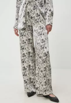 Answear Lab pantaloni femei, culoarea bej, lat, high waist imagine