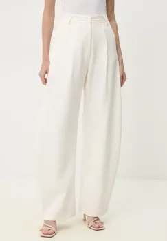 Answear Lab pantaloni femei, culoarea bej, lat, high waist imagine