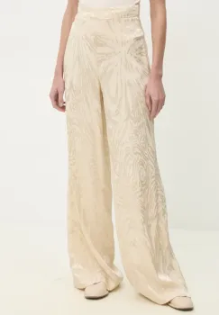 Answear Lab pantaloni femei, culoarea bej, lat, high waist imagine