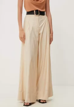 Answear Lab pantaloni femei, culoarea bej, lat, high waist imagine