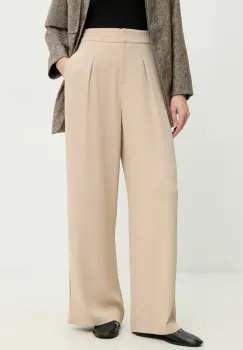 Answear Lab pantaloni femei, culoarea bej, lat, high waist imagine