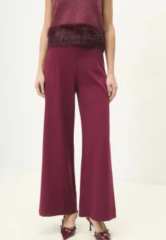 Answear Lab pantaloni femei, culoarea bordo, evazati, high waist imagine