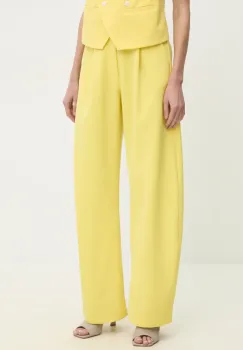 Answear Lab pantaloni femei, culoarea galben, lat, high waist imagine