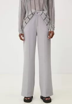 Answear Lab pantaloni femei, culoarea gri, drept, high waist imagine