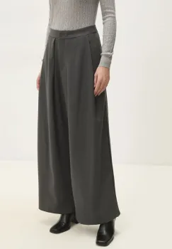 Answear Lab pantaloni femei, culoarea gri, lat, high waist imagine