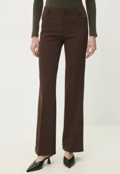 Answear Lab pantaloni femei, culoarea maro, drept, medium waist imagine
