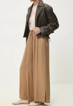 Answear Lab pantaloni femei, culoarea maro, lat, high waist imagine