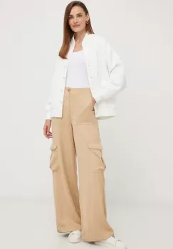 Answear Lab pantaloni femei, culoarea maro, lat, high waist imagine