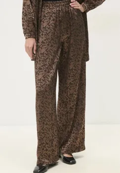 Answear Lab pantaloni femei, culoarea maro, lat, high waist imagine