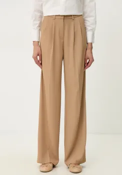 Answear Lab pantaloni femei, culoarea maro, lat, high waist imagine