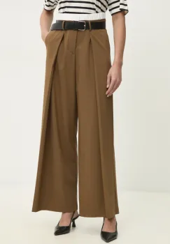 Answear Lab pantaloni femei, culoarea maro, lat, high waist imagine