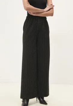 Answear Lab pantaloni femei, culoarea negru, drept, high waist imagine