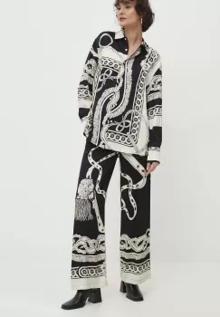 Answear Lab pantaloni femei, culoarea negru, drept, high waist imagine