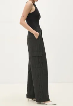 Answear Lab pantaloni femei, culoarea negru, drept, high waist imagine