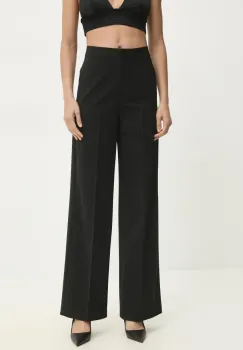 Answear Lab pantaloni femei, culoarea negru, drept, high waist imagine