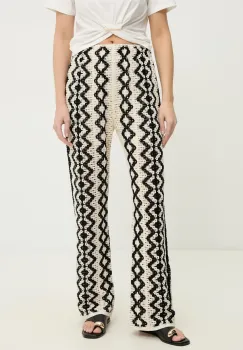 Answear Lab pantaloni femei, culoarea negru, drept, high waist imagine