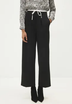 Answear Lab pantaloni femei, culoarea negru, drept, high waist imagine