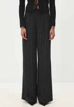 Answear Lab pantaloni femei, culoarea negru, drept, high waist imagine