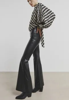 Answear Lab pantaloni femei, culoarea negru, evazati, high waist imagine