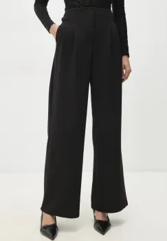 Answear Lab pantaloni femei, culoarea negru, lat, high waist imagine