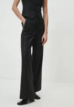 Answear Lab pantaloni femei, culoarea negru, lat, high waist imagine