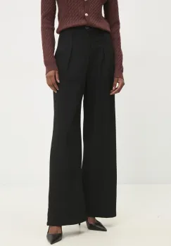 Answear Lab pantaloni femei, culoarea negru, lat, high waist imagine