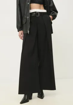 Answear Lab pantaloni femei, culoarea negru, lat, high waist imagine