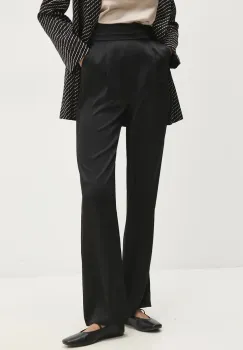 Answear Lab pantaloni femei, culoarea negru, lat, high waist imagine