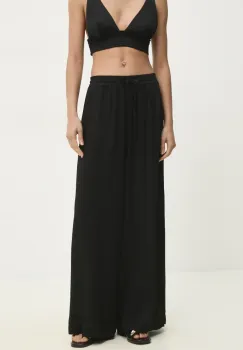 Answear Lab pantaloni femei, culoarea negru, lat, high waist imagine