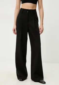 Answear Lab pantaloni femei, culoarea negru, lat, high waist imagine