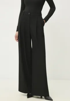 Answear Lab pantaloni femei, culoarea negru, lat, high waist imagine