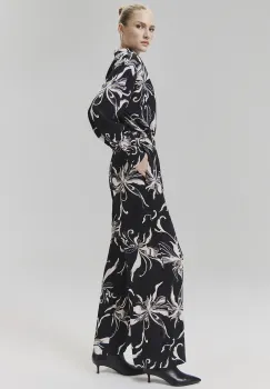 Answear Lab pantaloni femei, culoarea negru, lat, high waist imagine