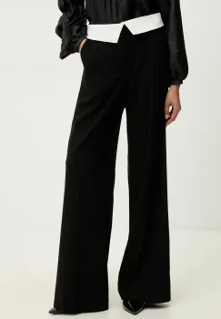 Answear Lab pantaloni femei, culoarea negru, lat, high waist imagine