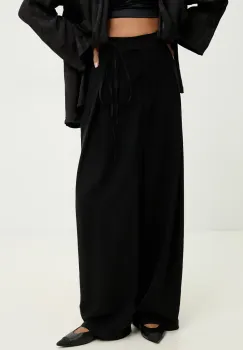 Answear Lab pantaloni femei, culoarea negru, lat, high waist imagine